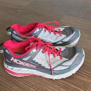 Hoka One One Gray and Pink Athletic Shoes 10
